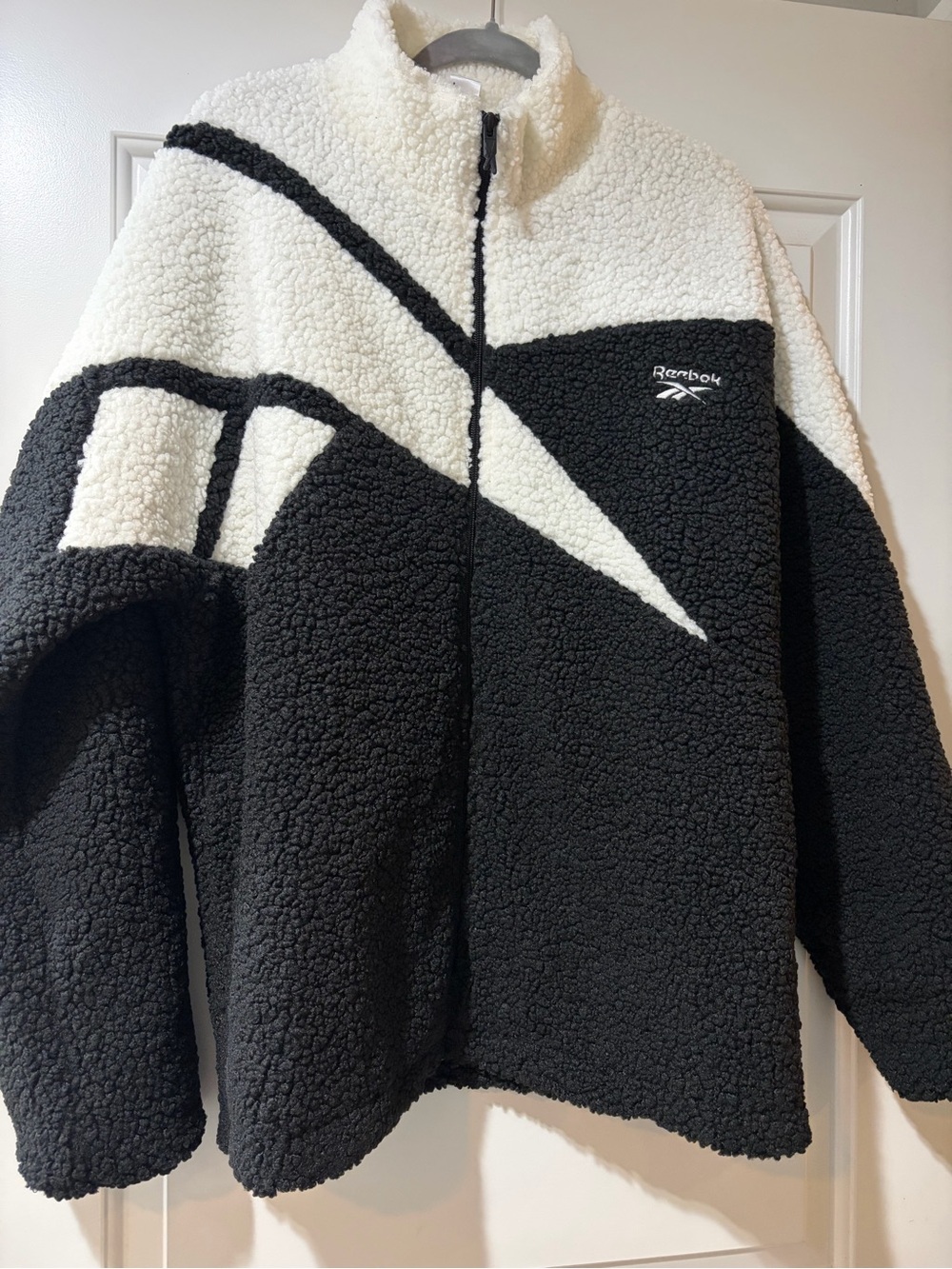 Reebok Black and White Sherpa Full-Zip Jacket